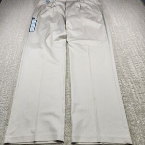JM Haggar Pants Men 38x34 Pleated High Rise Premium Comfort Trouser Beige NEW